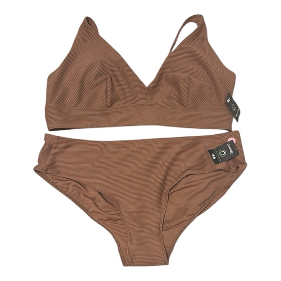 George Plus NWT Brown Ribbed Bikini Set - Picture 1 of 2